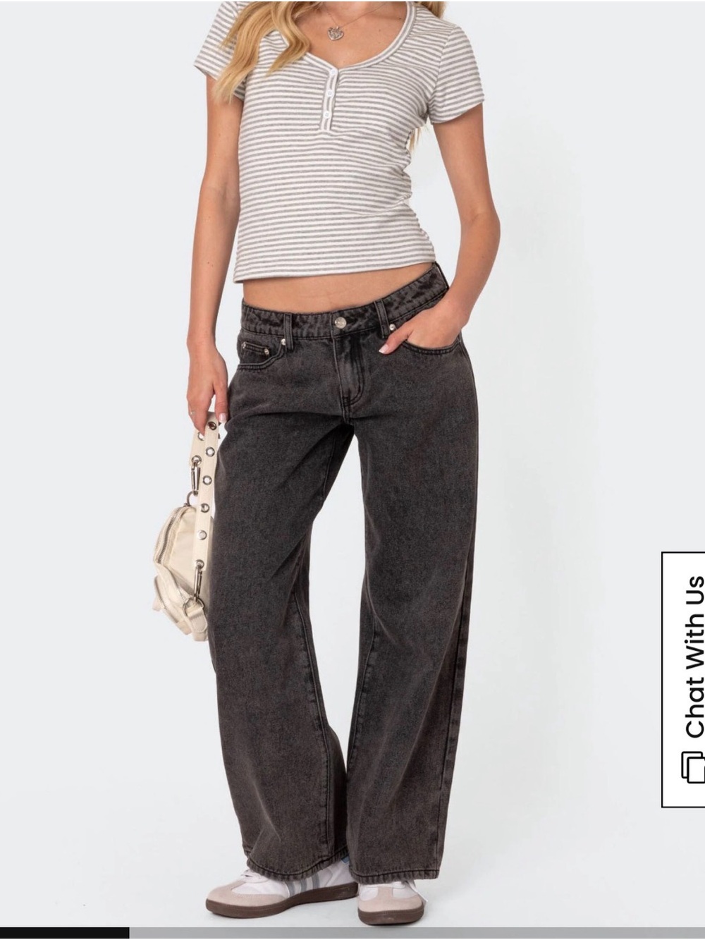 Edikted Black Wide Leg Flare Jeans